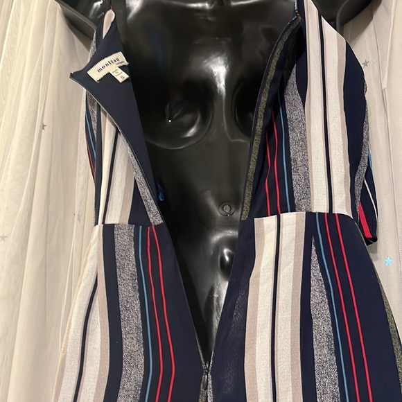 Monteau One-piece pantsuit, striped, Size Small #10185 - Picture 6 of 7